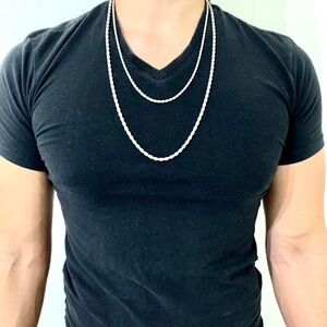 EXCLUSIVE SET 18K WHITE GOLD ROPE CHAINS MADE IN ITALY *LIFETIME WARRANTY*